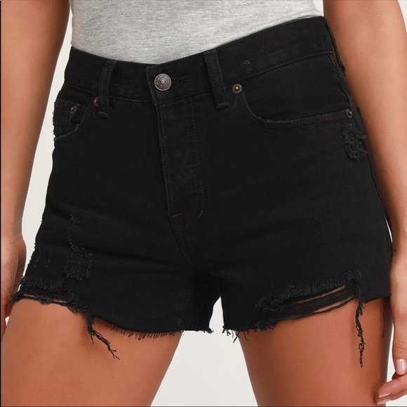 Black Distressed Cutoff Jean Shorts - Picture 7 of 7